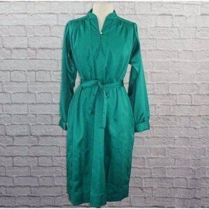Vintage 70s Ariel Emerald Green Dress